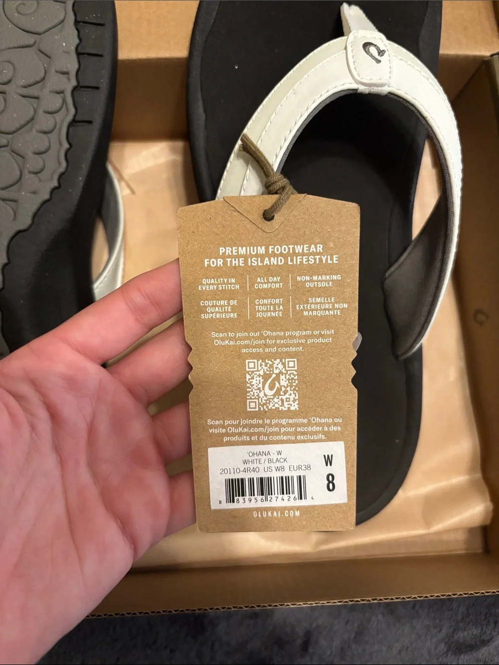 OluKai Black with White Strap Flip Flops - Picture 3 of 4